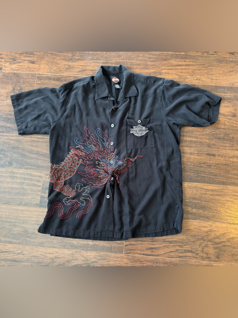 Harley Davidson Men's Tori Richardson L Dragon Logo Button Down